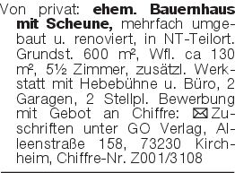 Von privat: ehem. Bauernh