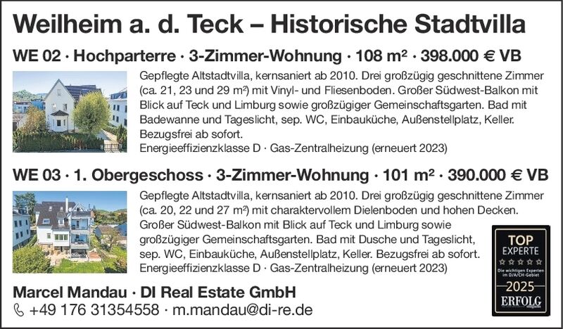 2 Wohnungen in Weilheim zum verkauf