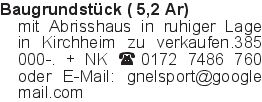 Baugrundstück ( 5,2 Ar) m