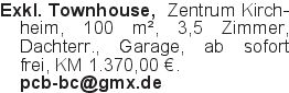 Exkl. Townhouse, Zentrum