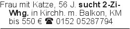 Frau mit Katze, 56 J. suc