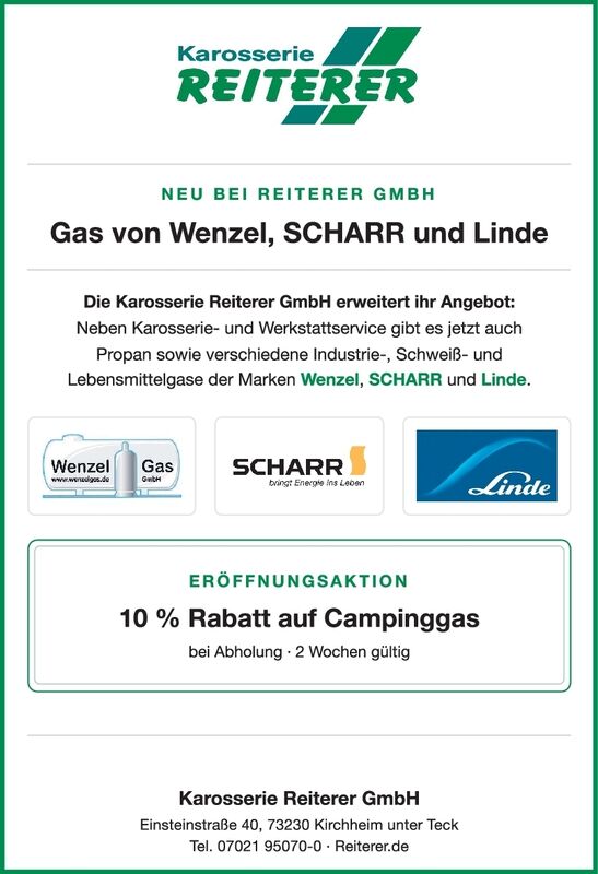 Neu bei Reiterer - Campinggas