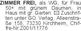 ZIMMER FREI, als WG, für