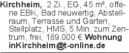 Kirchheim, 2 Zi., EG, 45