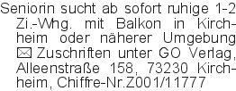 Seniorin sucht ab sofort