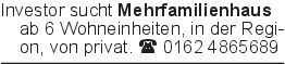 Investor sucht Mehrfamili