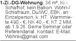 1-Zi.-DG-Wohnung, 36 m²,