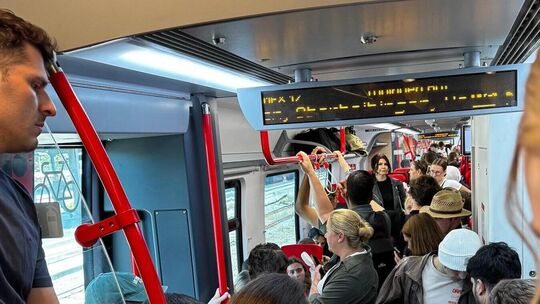 Bahnfahrer auf der Strecke zwischen Tübingen und Stuttgart müssen derzeit ihre Fahrt in überfüllten Waggons und sehr oft stehend Bahnfahrer auf der Strecke zwischen Tübingen und Stuttgart müssen derzeit ihre Fahrt in überfüllten Waggons und sehr oft stehend