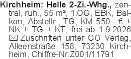 Kirchheim: Helle 2-Zi.-Wh
