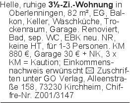 Helle, ruhige 3½-Zi.-Wohn