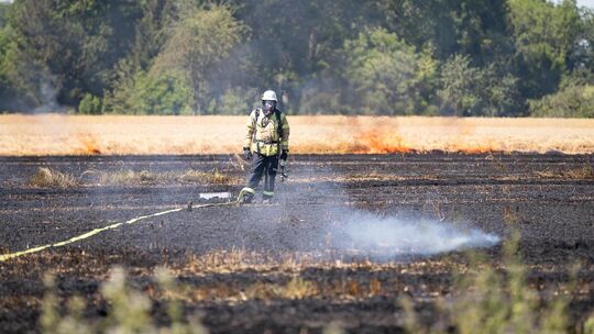 Bei der anhaltenden Trockenheit und Hitze wird die Feuerwehr immer wieder zu Flächenbränden gerufen. Symbolfoto: Carsten Riedl Bei der anhaltenden Trockenheit und Hitze wird die Feuerwehr immer wieder zu Flächenbränden gerufen. Symbolfoto: Carsten Riedl