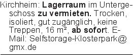 Kirchheim: Lagerraum im U