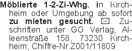 Möblierte 1-2-Zi-Whg. in