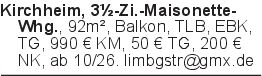 Kirchheim, 3½-Zi.-Maisone