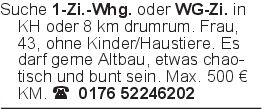 Suche 1-Zi.-Whg. oder WG-