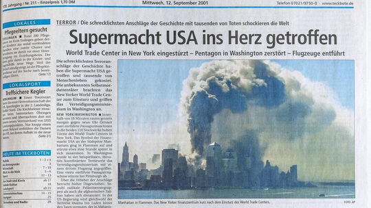 Titelseite vom 12. September 2001 Titelseite vom 12. September 2001