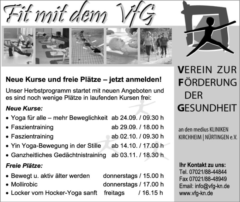 Neue Kurse und freie Plätze