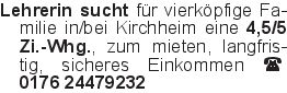 Lehrerin sucht für vierkö