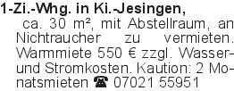 1-Zi.-Whg. in Ki.-Jesinge