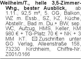Weilheim/T., helle 3,5-Zi