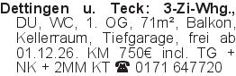 Dettingen u. Teck: 3-Zi-W