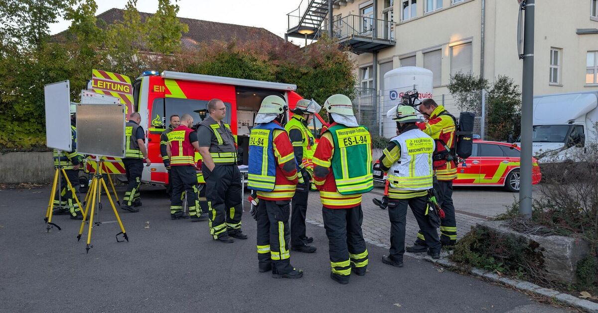 Kirchheimer Feuerwehr wegen eines Gasalarms an der Medius Klinik ...