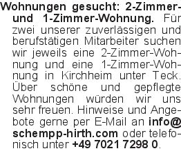 Wohnungen gesucht: 2-Zimm