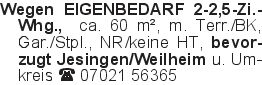 Wegen EIGENBEDARF 2-2,5-Z