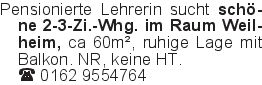 Pensionierte Lehrerin suc