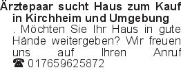 Ärztepaar sucht Haus zum