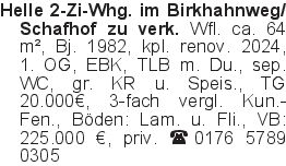 Helle 2-Zi-Whg. im Birkha
