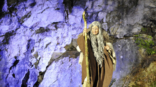 Steinbruch beim Naturschutzzentrum Schopflocher Alb, "Rulaman" multimediales Theater mit der Theaterspinnerei Frickenhausen- Pr