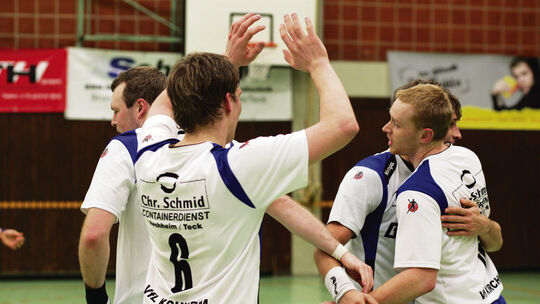 HB-Männer Landesliga Vfl Kirchheim-Stuttgarter Kickers II, Jubel nach Sieg