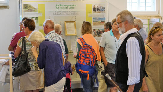Eine Infotafel in Beuren zeigt, wie man eine alte Sorte rettet.Foto: Thomas Krytzner