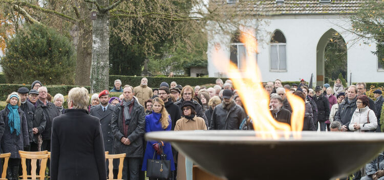 Für alle Kriegsopfer gab es am Sonntag auf dem Alten Friedhof in Kirchheim eine Gedenkfeier.Foto: Peter Dietrich