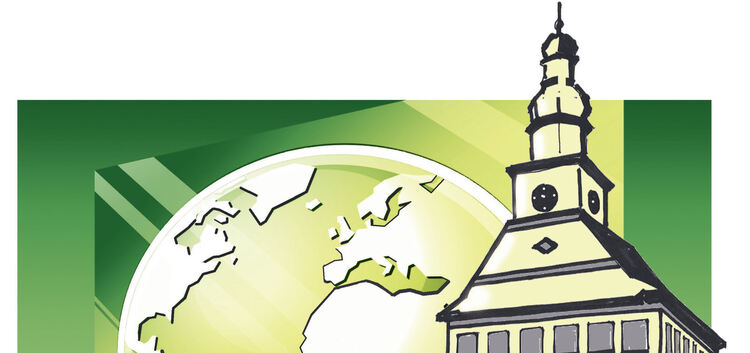 Das Logo des BDS-Wirtschaftspreises setzt das Thema grafisch um: „Aus Kirchheim in die Welt“. Schüler sollen sich mit den intern