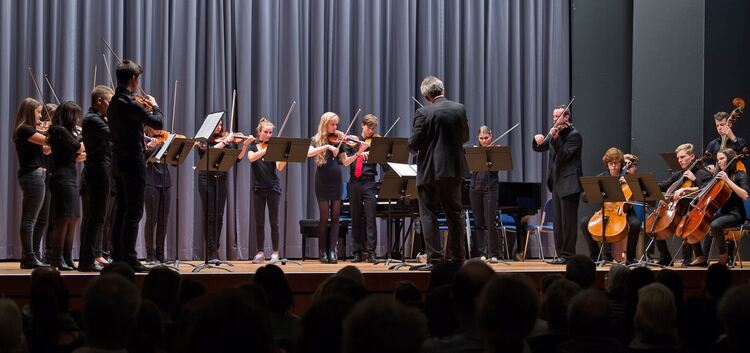 Das Symphonische Orchester der Musikschule unter der Leitung von Johannes Stortz spielt Tangos.