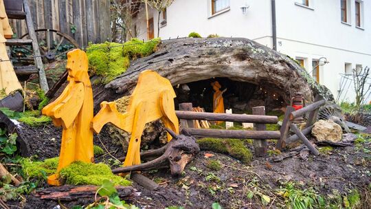 Für die neue Höhle am Haus hat Sohn David viel Zeit investiert - vor allem für Radtouren in den Wald. Die Materialien für die Kr