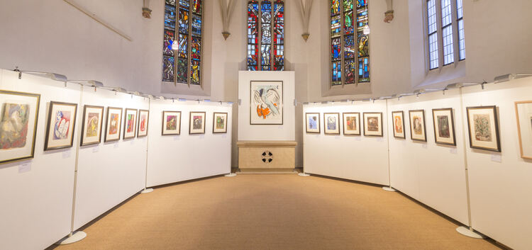 Marc Chagalls Engel in der Nürtinger Kreuzkirche.Fotos: Daniel Jüptner