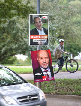 Orakel Wahlplakate? Eine Große Koalition ergab sich schon bei diesen Schildern in Kirchheim. Die Porträts zeigen SPD-Mitglieder,