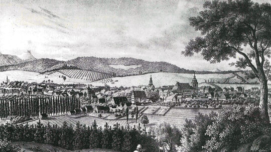 Auf diesem Bild sieht Kirchheim richtig friedlich aus. Es stammt aus der Zeit um 1850