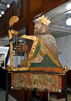 König David mit der Harfe zierte einst das jüdische Gasthaus „Zum König David“ in Jebenhausen. Das Blechschild ist das Erkennung