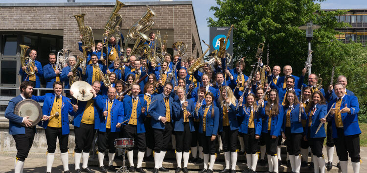 So sehen zufriedene Musiker aus: das Blasorchester des Musikvereins Notzingen-Wellingen.Foto: pr