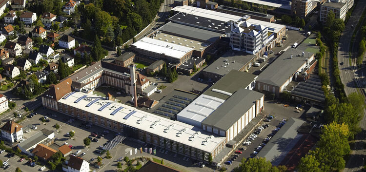 Das Firmengelände des Nürtinger Unternehmens aus der Luft. Foto: Heller