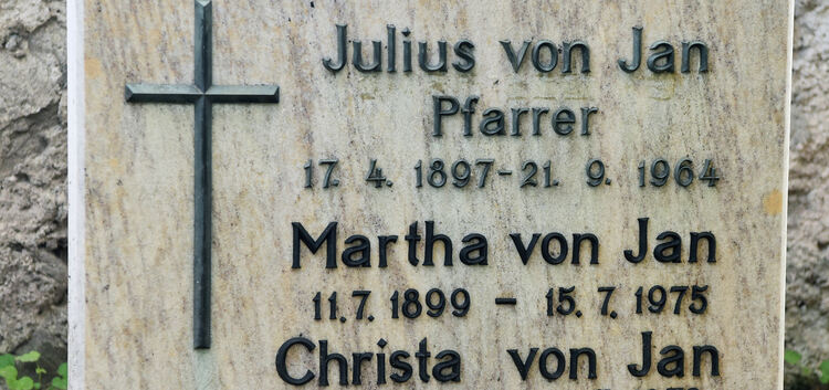 Grabstein, Gedenkort und Schriftzug erinnern an Julius von Jan. Foto: Markus Brändli