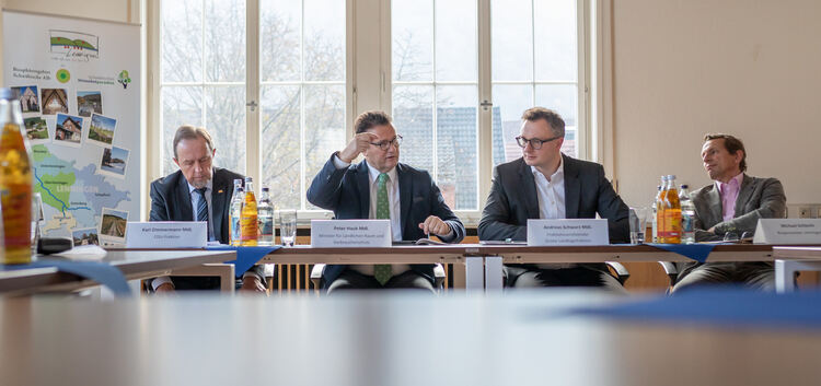 Der CDU-Landtagsabgeordnete Karl Zimmermann, Landwirtschaftsminister Peter Hauk, der Grünen-Fraktionsvorsitzende Andreas Schwarz