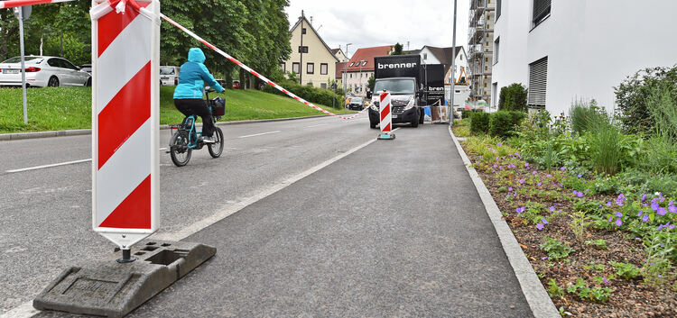 Der Gehweg in der Alleenstraße kann während der Arbeiten benutzt werden. Foto: Markus Brändli