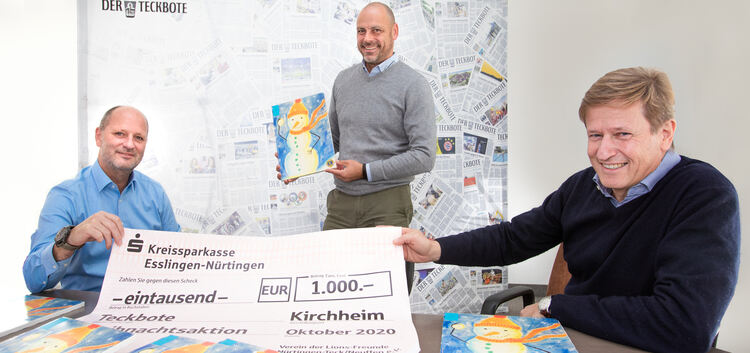 Gutes Tun macht Freude: Der Lions Club Nürtingen-Teck/Neuffen unterstützt die Teckboten-Weihnachtsaktion mit 1000 Euro. Den Sche