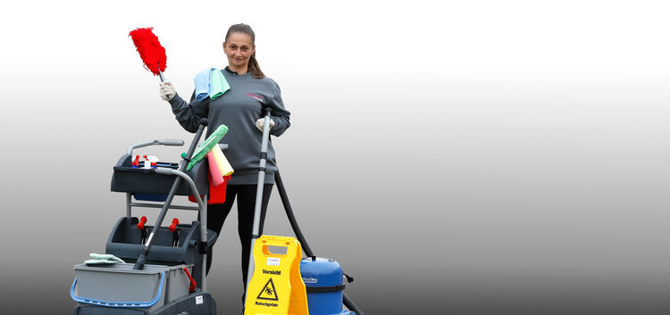 Maria Luisa Calicchio ist Reinigungskraft beim Unternehmen „Picobello“ und ist mit den besten Mitteln gegen Schmutz ausgestattet