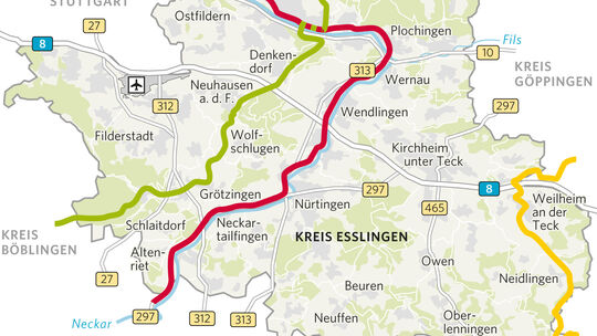 Die Karte zeigt die Radwanderwege in der Region.